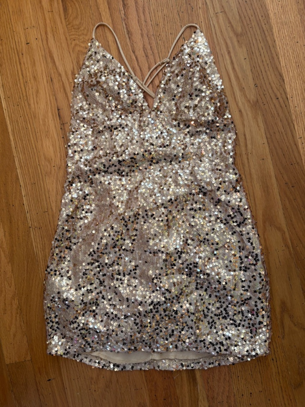 Lucy in the Sky Gold Sequin Mini Dress Size S Homecoming Dress